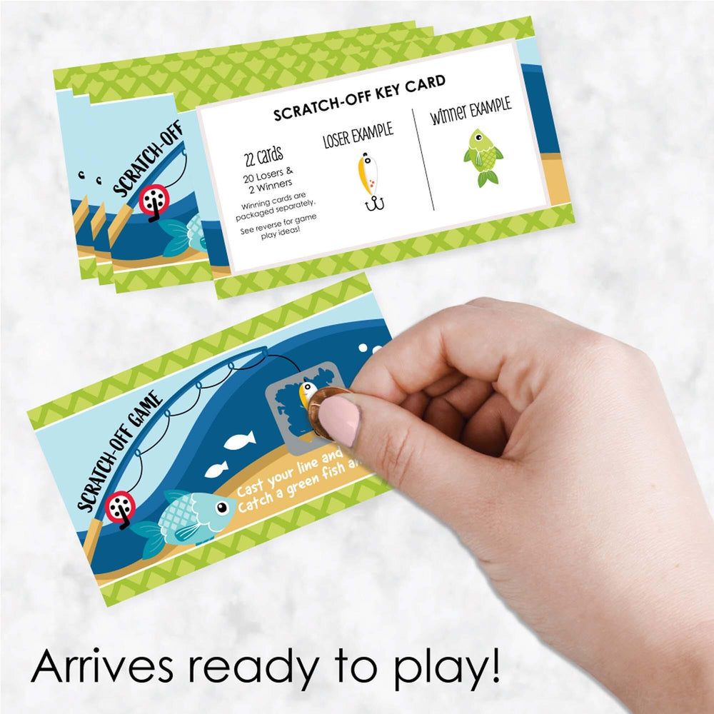 Let's Go Fishing - Fish Themed Party or Birthday Party Game Scratch Off Cards - 22 Count