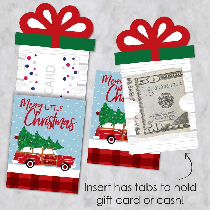 Merry Little Christmas Tree - Red Car Christmas Party Money and Gift Card Sleeves - Nifty Gifty Card Holders - Set of 8