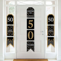 Adult 50th Birthday - Gold - Hanging Vertical Paper Door Banners - Birthday Party Wall Decoration Kit - Indoor Door Decor