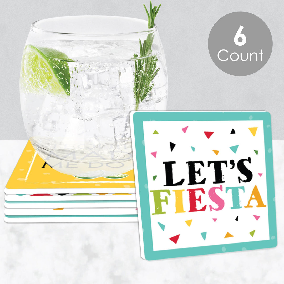 Let's Fiesta - Funny Mexican Fiesta Decorations - Drink Coasters - Set of 6