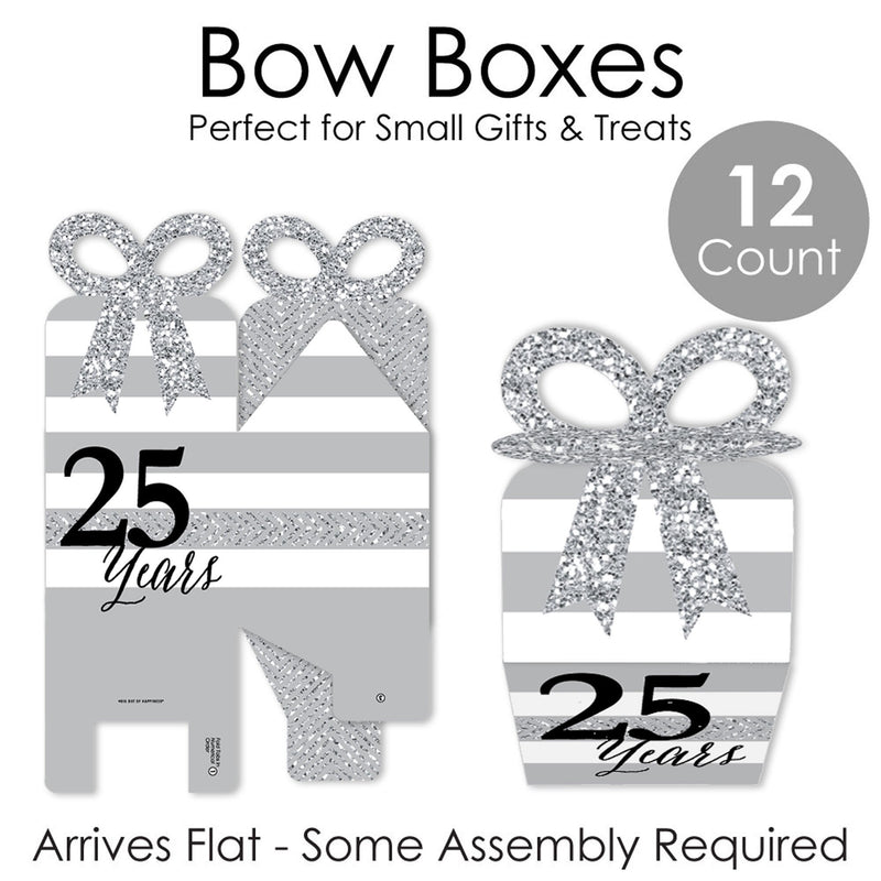 We Still Do - 25th Wedding Anniversary - Square Favor Gift Boxes - Anniversary Party Bow Boxes - Set of 12