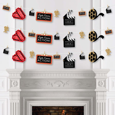 Red Carpet Hollywood - Movie Night Party DIY Decorations - Clothespin Garland Banner - 44 Pieces