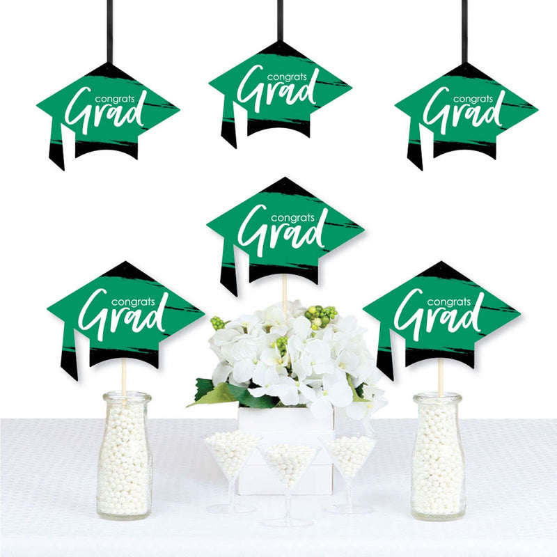 Green Grad - Best is Yet to Come - Grad Cap Decorations DIY Green Graduation Party Essentials - Set of 20
