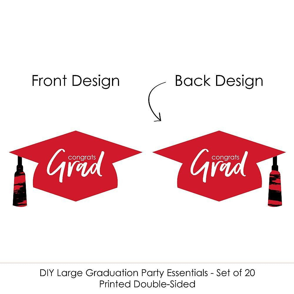 Red Grad - Best is Yet to Come - Graduation Hat Decorations DIY Large Red Graduation Party Essentials - 20 Count