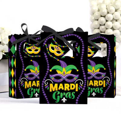 Colorful Mardi Gras Mask - Masquerade Party Favor Boxes - Set of 12