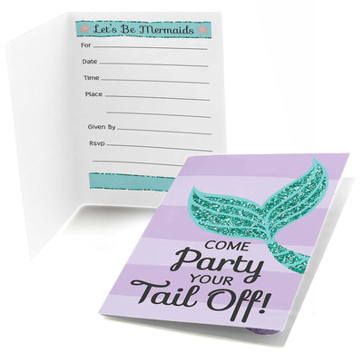 Let's Be Mermaids - Baby Shower or Birthday Party Fill In Invitations - 8 ct