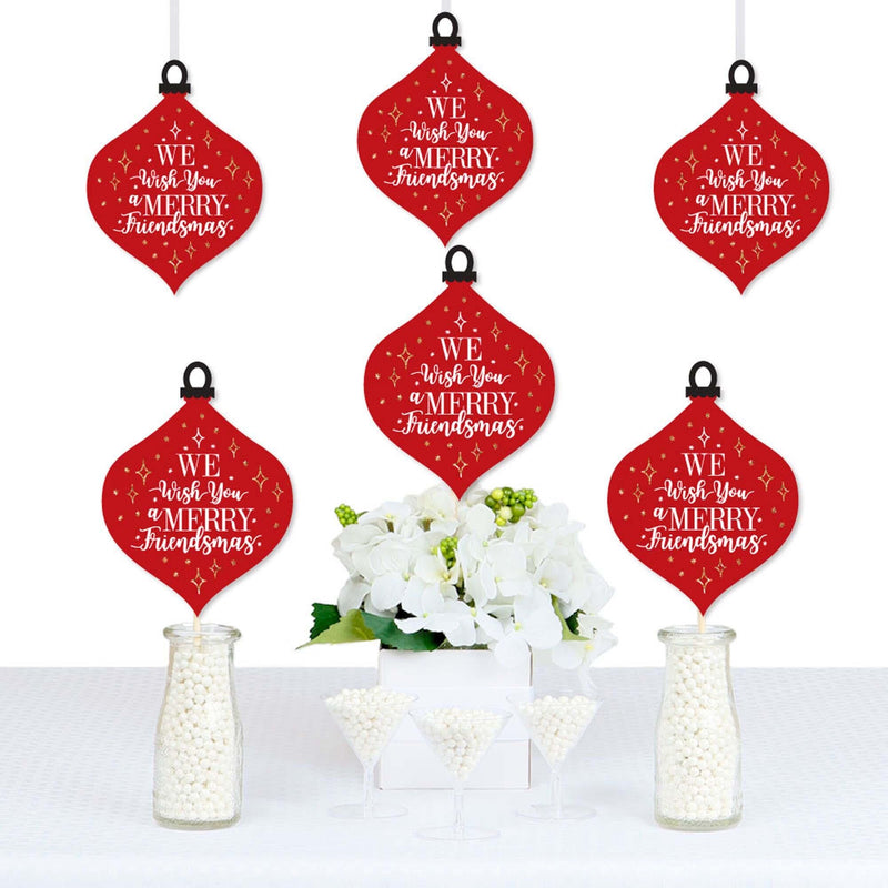 Red and Gold Friendsmas - Ornament Decorations DIY Friends Christmas Party Essentials - Set of 20