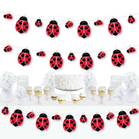 Happy Little Ladybug - Baby Shower or Birthday Party DIY Decorations - Clothespin Garland Banner - 44 Pieces