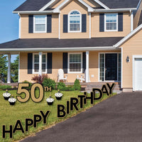 Adult 50th Birthday - Gold - Yard Sign Outdoor Lawn Decorations - Happy 50th Birthday Yard Signs