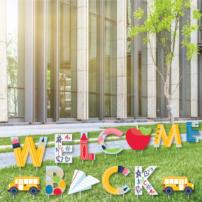 Back to School - Yard Sign Outdoor Lawn Decorations - First Day of School Classroom Yard Signs - Welcome Back