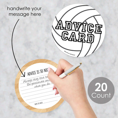 Bump, Set, Spike - Volleyball - Wish Card Baby Shower Activities - Shaped Advice Cards Game - Set of 20