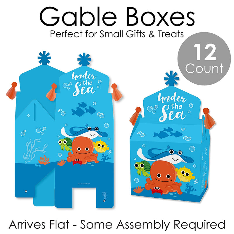 Under The Sea Critters - Treat Box Party Favors - Baby Shower or Birthday Party Goodie Gable Boxes - Set of 12