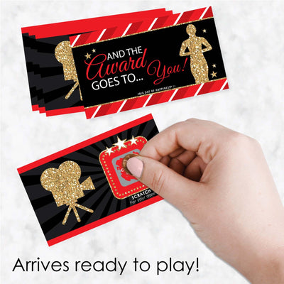 Red Carpet Hollywood - Movie Night Party Game Award Scratch Off Cards - 22 Cards