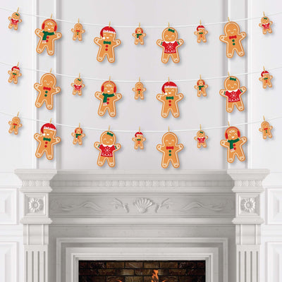 Gingerbread Christmas - Gingerbread Man Holiday Party DIY Decorations - Clothespin Garland Banner - 44 Pieces