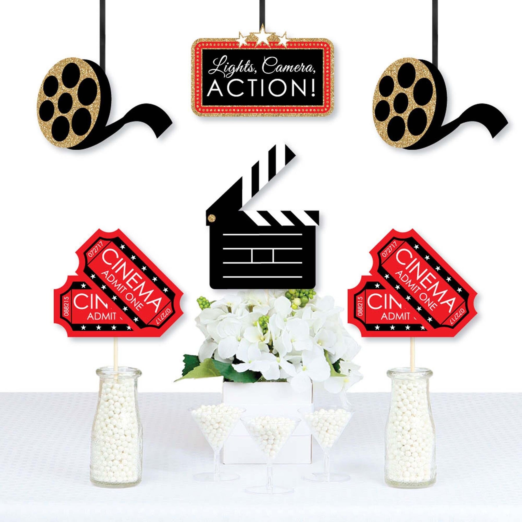 Red Carpet Hollywood - Clapboard, Movie Tickets and Film Reel