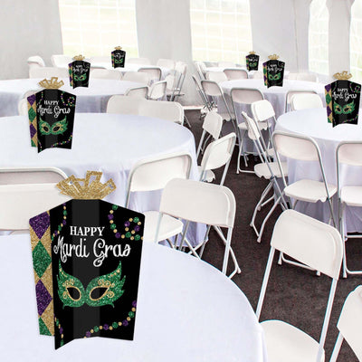 Mardi Gras - Table Decorations - Masquerade Party Fold and Flare Centerpieces - 10 Count