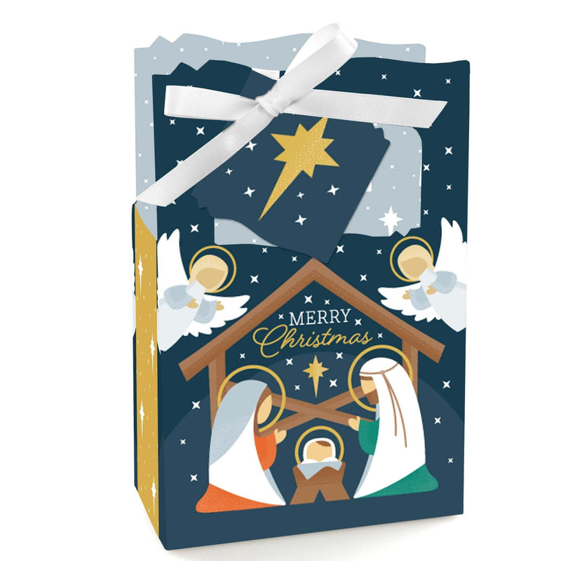 Holy Nativity - Manger Scene Religious Christmas Favor Boxes - Set of 12