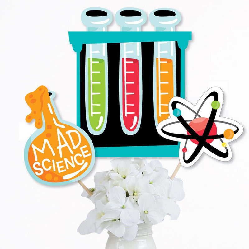Scientist Lab - Mad Science Baby Shower or Birthday Party Centerpiece Sticks - Table Toppers - Set of 15