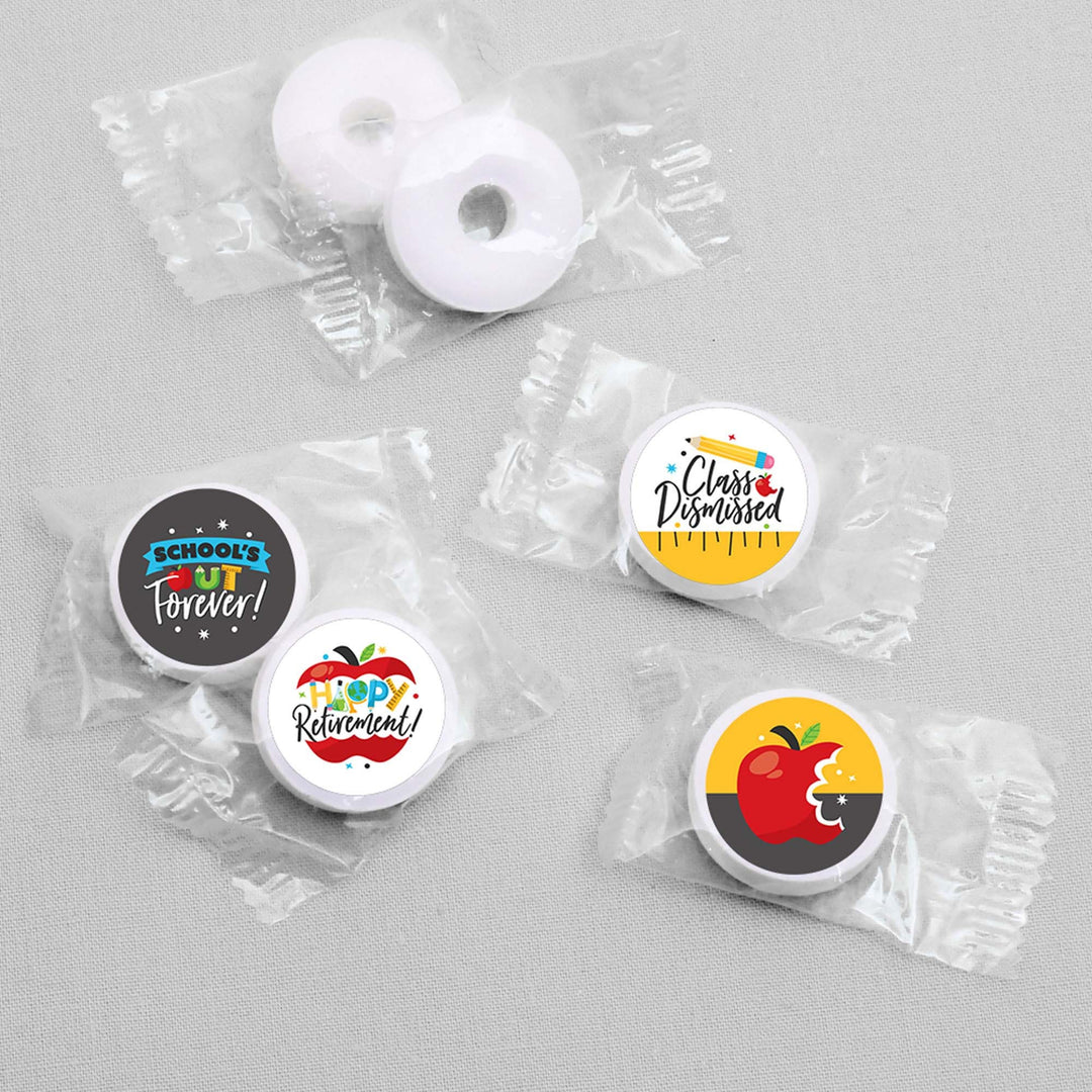 Teacher Retirement - Happy Retirement Party Round Candy Sticker Favors - Labels Fit Hershey's Kisses (1 sheet of 108)