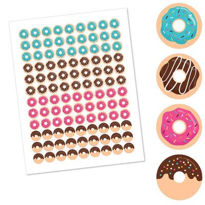 Donut Worry, Let's Party - Doughnut Party Round Candy Sticker Favors - Labels Fit Hershey's Kisses - 108 ct