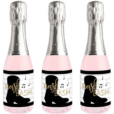 Nash Bash - Mini Wine and Champagne Bottle Label Stickers - Nashville Bachelorette Party Favor Gift - For Women and Men - Set of 16