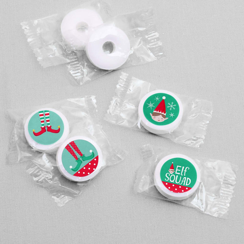 Elf Squad - Kids Elf Christmas and Birthday Party Round Candy Sticker Favors - Labels Fit Hershey&