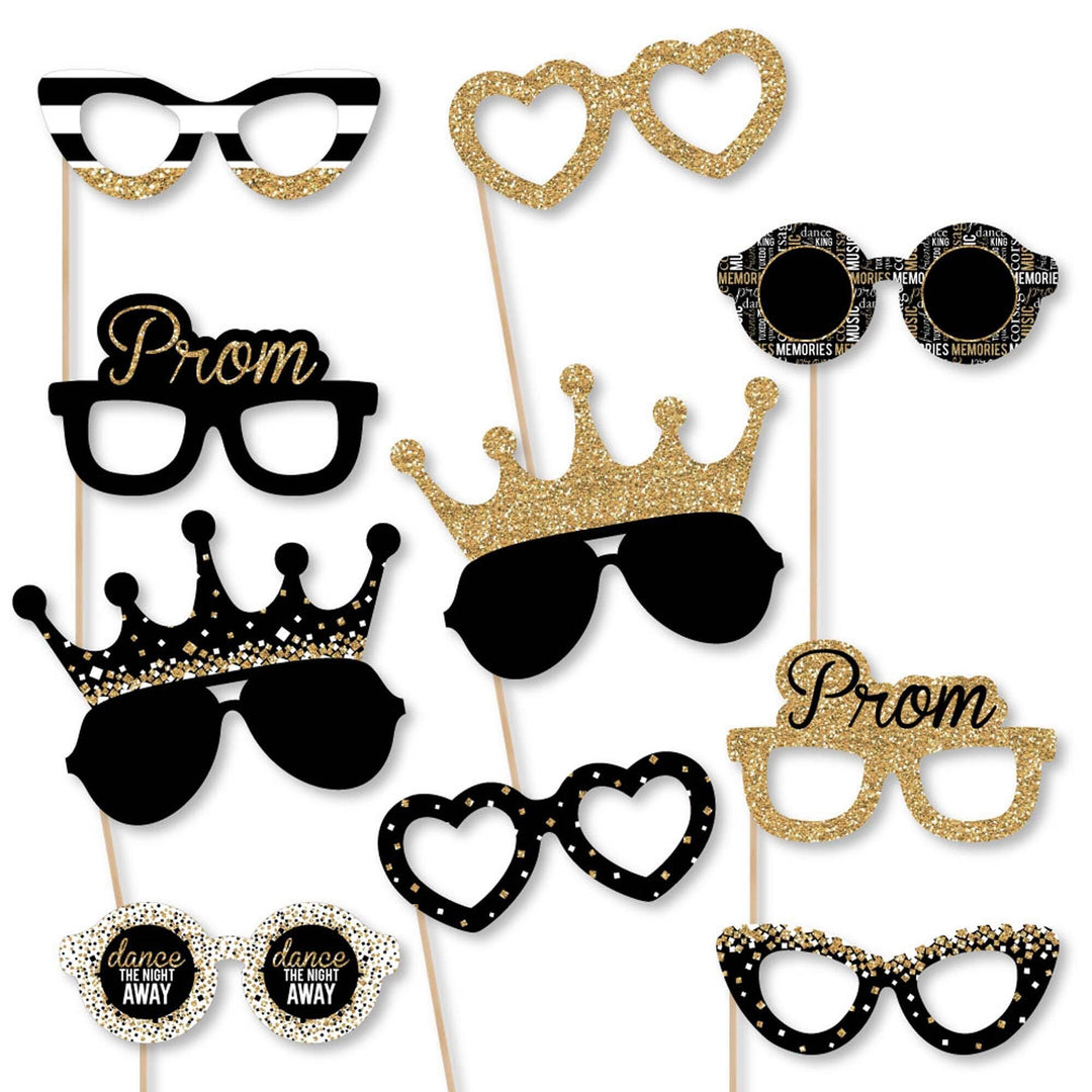 Prom Glasses - Prom Night Paper Card Stock Prom Party Photo Booth Props Kit - 10 Count