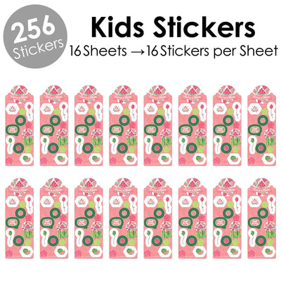 Sweet Watermelon - Birthday Party Favor Kids Stickers - 16 Sheets - 256 Stickers