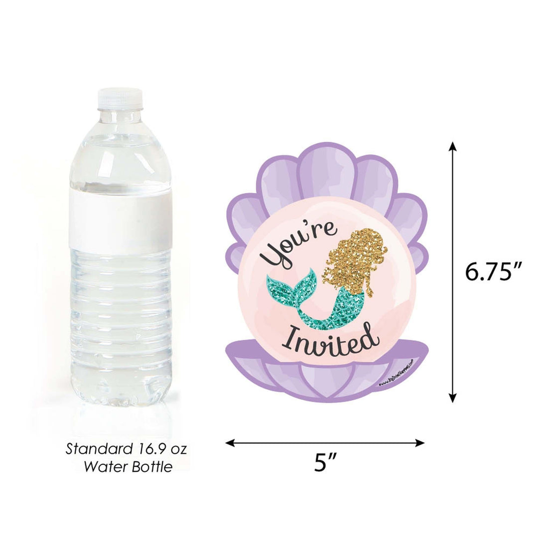Let's Be Mermaids - Shaped Fill-In Invitations - Baby Shower or Birthday Party Invitation Cards with Envelopes - Set of 12
