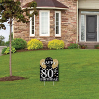 Adult 80th Birthday - Gold - Outdoor Lawn Sign - Birthday Party Yard Sign - 1 Piece
