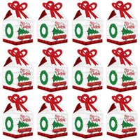 Merry Little Christmas Tree - Square Favor Gift Boxes - Red Car Christmas Party Bow Boxes - Set of 12