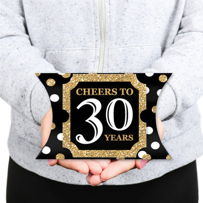 Adult 30th Birthday - Gold - Favor Gift Boxes - Birthday Party Large Pillow Boxes - Set of 12