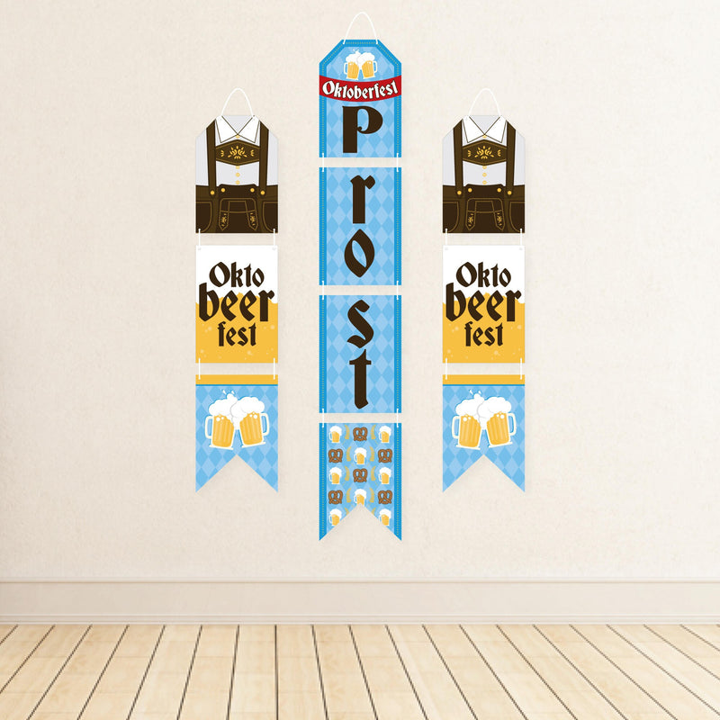 Oktoberfest - Hanging Vertical Paper Door Banners - German Beer Festival Wall Decoration Kit - Indoor Door Decor
