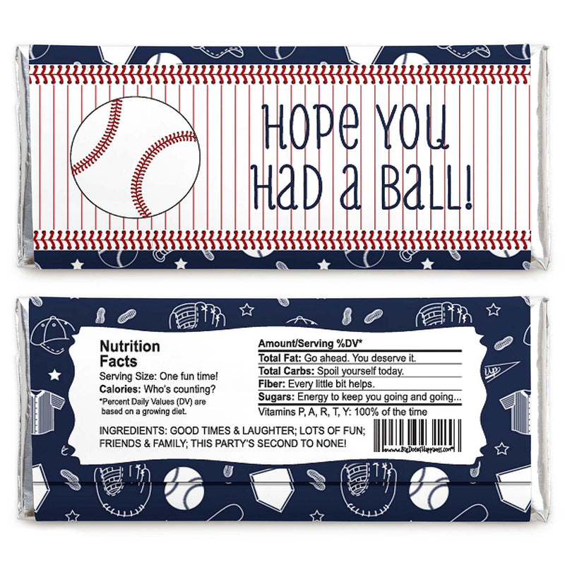 Batter Up - Baseball - Candy Bar Wrapper Baby Shower or Birthday Party Favors - Set of 24