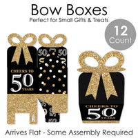 Adult 50th Birthday  Square Favor Gift Boxes - Birthday Party Bow Boxes - Set of 12