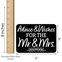 Mr. and Mrs. - Wish Card Black and White Wedding or Bridal Shower Activities - Shaped Advice Cards Game - Set of 20