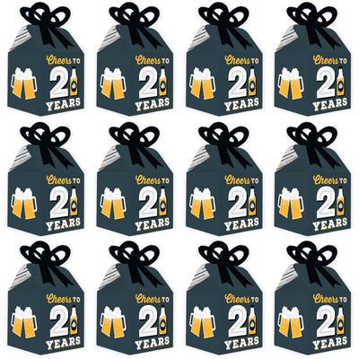 Cheers and Beers to 21 Years - Square Favor Gift Boxes - 21st Birthday Party Bow Boxes - Set of 12