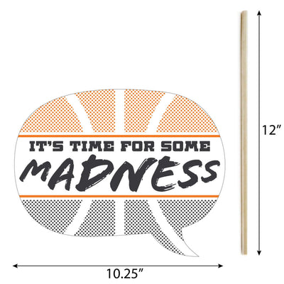 Funny Basketball - Let the Madness Begin - College Basketball Party Photo Booth Props Kit - 10 Piece