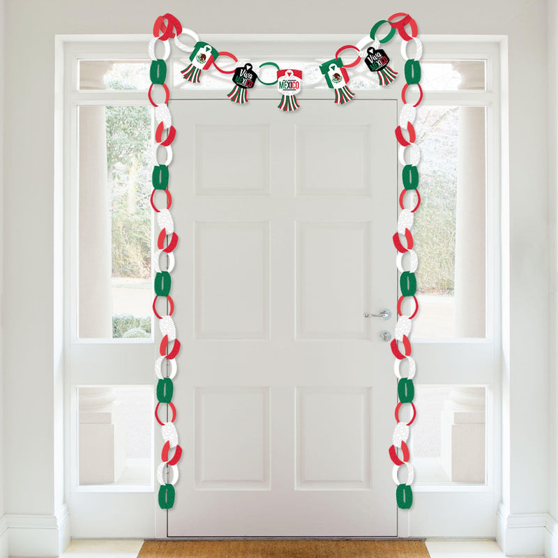 Viva Mexico - 90 Chain Links and 30 Paper Tassels Decoration Kit - Mexican Independence Day Party Paper Chains Garland - 21 feet