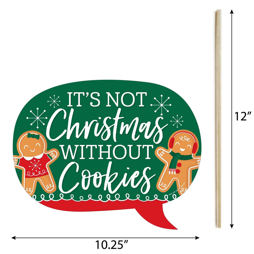 Funny Gingerbread Christmas - Gingerbread Man Holiday Party Photo Booth Props Kit - 10 Piece