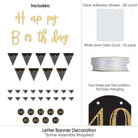 Adult 40th Birthday - Gold - Birthday Party Letter Banner Decoration - 36 Banner Cutouts and No-Mess Real Gold Glitter Happy Birthday Banner Letters