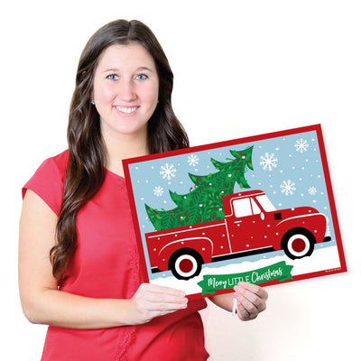 Merry Little Christmas Tree - Paper Red Truck and Car Christmas Party Coloring Sheets - Activity Placemats - Set of 16