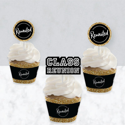Reunited - Cupcake Decoration - School Class Reunion Party Cupcake Wrappers and Treat Picks Kit - Set of 24