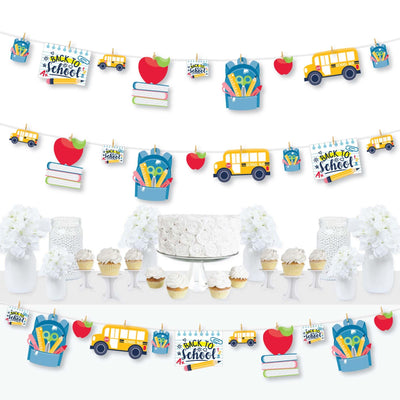Back to School - First Day of School Classroom DIY Decorations - Clothespin Garland Banner - 44 Pieces
