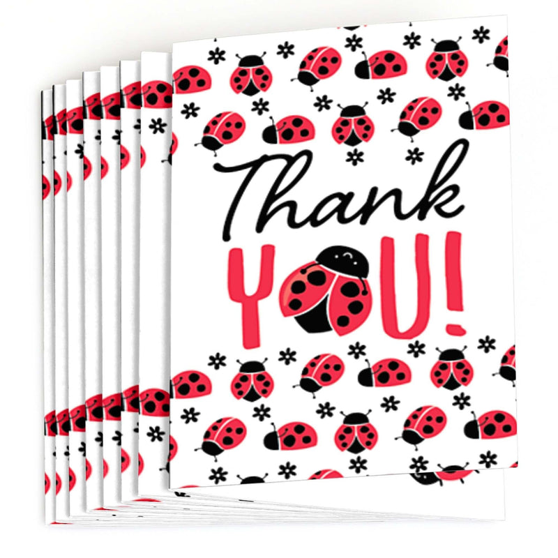 Happy Little Ladybug - Baby Shower or Birthday Party Thank You Cards - 8 ct