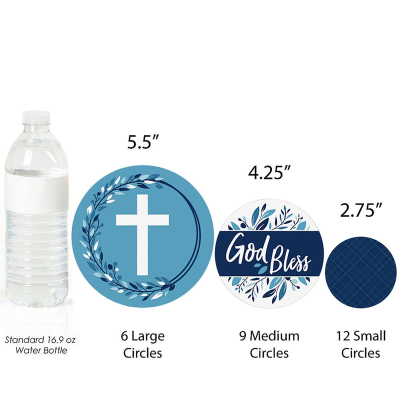Blue Elegant Cross - Boy Religious Party Table Confetti - 27 ct