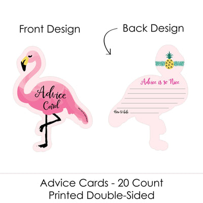 Pink Flamingo - Party Like a Pineapple - Wish Card Tropical Summer Baby, Bridal Shower or Bachelorette Party Activities - Shaped Advice Cards Game - Set of 20