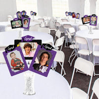 Purple Grad - Best is Yet to Come - Graduation Party Picture Centerpiece Sticks - Photo Table Toppers - 15 Pieces