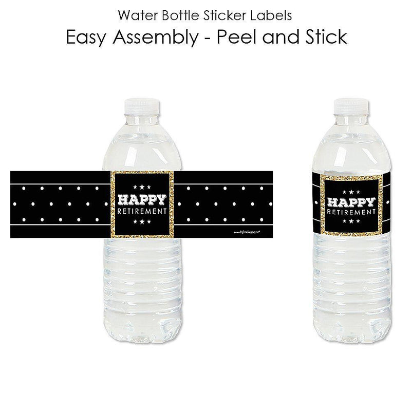 Happy Retirement - Retirement Party Water Bottle Sticker Labels - Set of 20