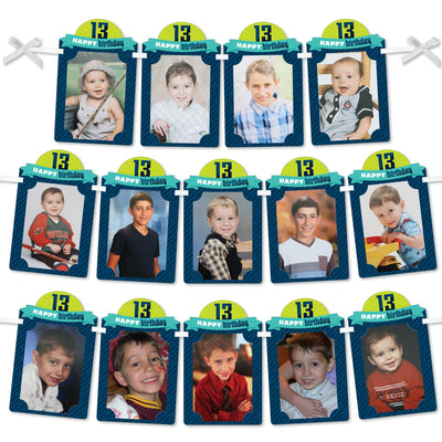 Boy 13th Birthday - DIY Official Teenager Birthday Party Decor - Picture Display - Photo Banner